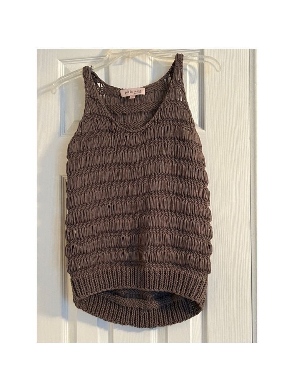 Philosophy Sparkle Knit Tank Top, Brown, Size S